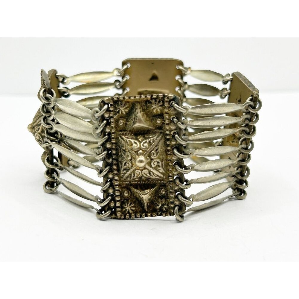 Vintage Mexico Silver Multi-Strand Panel Link Bracelet